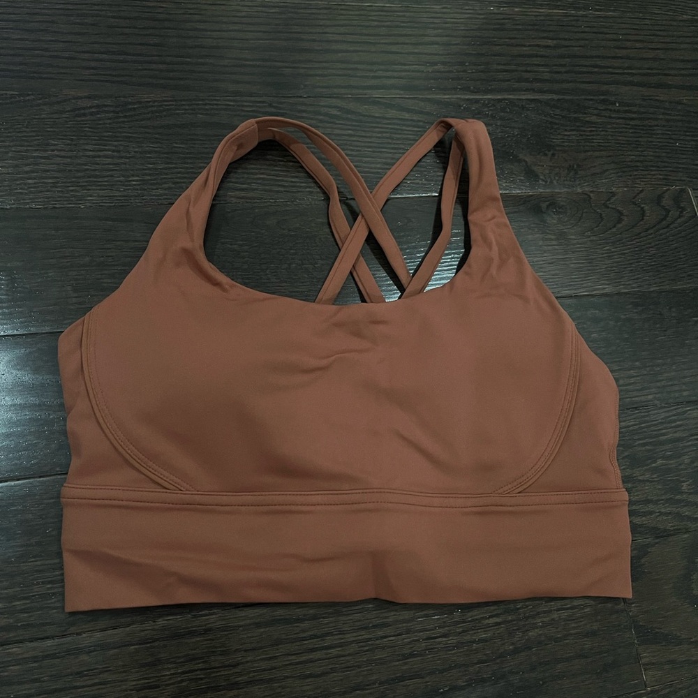 NWOT Chocolate Brown Sports Bra with Double-cross Straps